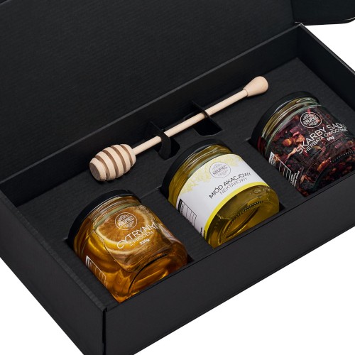 Zestaw prezentowy z miodem, herbatą i cytrynką